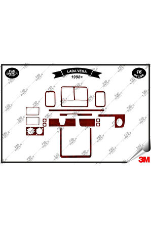 Lada Vega 1998 Torpido Konsol Trim Göğüs Maun Kaplama Set 16 Parça Maun