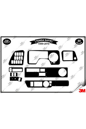 Temsa Safir 1999-2010 Torpido Konsol Trim Göğüs Maun Kaplama Set 55 Parça Siyah