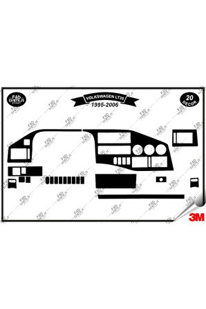 Volkswagen  LT 35 1995-2006 Torpido Konsol Trim Göğüs Maun Kaplama Set 20 Parça Siyah