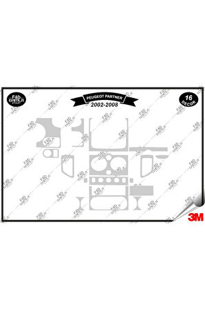 Peugeot Partner 2002 -2008 Torpido Konsol Trim Göğüs Maun Kaplama Set 16 Parça Gümüş