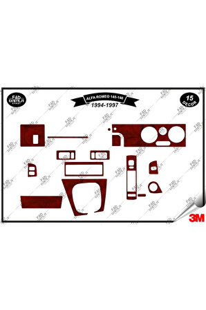 Alfa Romeo 145 146 (1994-1997) Torpido Konsol Trim Göğüs Maun Kaplama Set 31 Parça Maun