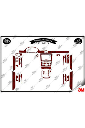 Volkswagen Passat B7 2010-2014 Torpido Konsol Trim Göğüs Maun Kaplama Set 43 Parça Maun