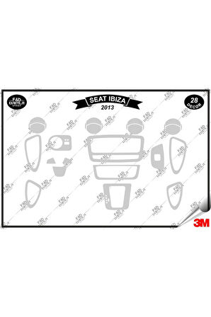 Seat İbiza 2013 Torpido Konsol Trim Göğüs Maun Kaplama Set 28 Parça Gümüş