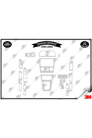 Subaru Impreza 1998-2000 Torpido Konsol Trim Göğüs Maun Kaplama Set 22 Parça Gümüş