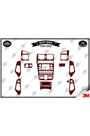 Seat İbiza 1999-2002 Torpido Konsol Trim Göğüs Maun Kaplama Set 14 Parça Maun