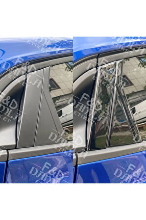 Renault Clio 5 Kapı Direkleri Parlak Siyah Kaplama 3M Bantlı 16 Parça Özel Set