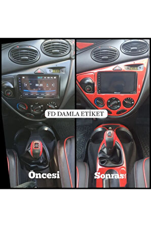 Ford Focus 1 Torpido, Konsol, Trim, Göğüs Kaplama  Set Kırmızı Renk Özel Dizayn