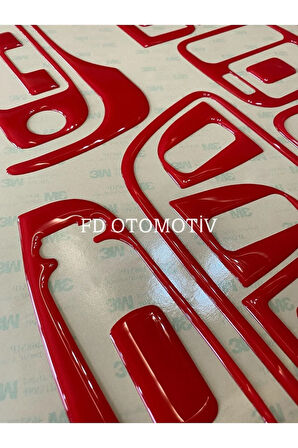 Honda Civic Les 1995 - 2001 Torpido, Konsol, Trim, Göğüs Kaplama  Set Kırmızı Renk Özel Dizayn