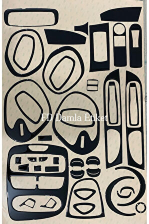 Renault Clio 4 Torpido, Konsol, Trim, Göğüs Maun Kaplama  Siyah  Renk Özel Dizayn