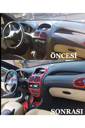 Peugeot 206 Maun Kaplama  Set Kırmızı Renk Özel Dizayn
