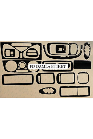 Fiat Palio 2004 - 2006 Torpido, Konsol, Trim, Göğüs Kaplama  Set Parlak Siyah  Renk Özel Dizayn