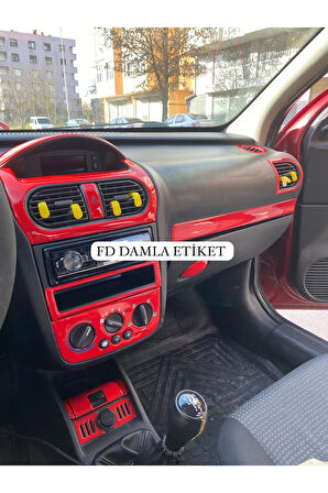 Opel Corsa C Combo Full Set  Torpido, Konsol, Trim, Göğüs Kaplama  Set Kırmızı Özel Renk Özel Dizayn