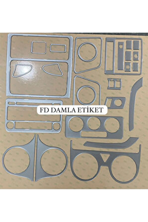 VW Caddy 2004 - 2009 Torpido, Konsol, Trim, Göğüs Maun Kaplama  Gümüş Renk Özel Dizayn