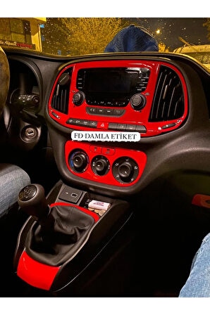 Fiat Doblo D4 Full Set  Torpido, Konsol, Trim, Göğüs Kaplama  Set Kırmızı Renk Özel Dizayn
