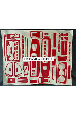 Fiat Doblo D4 Full Set  Torpido, Konsol, Trim, Göğüs Kaplama  Set Kırmızı Renk Özel Dizayn