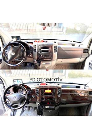 Mercedes Sprinter, Crafter Torpido, Konsol, Trim, Göğüs Kaplama  Set Koyu Meşe Özel Renk Özel Dizayn