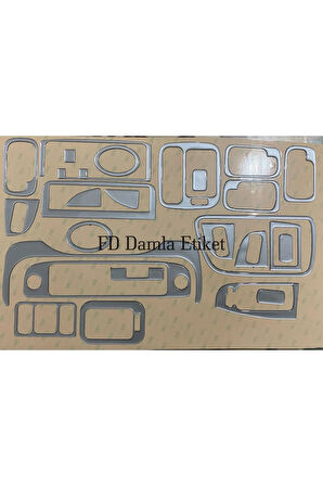 Honda Civic IES 1995 - 2001 Torpido, Konsol, Trim, Göğüs Maun Kaplama Gümüş Gri Renk