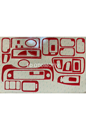 Honda Civic Les 1995 - 2001 Torpido, Konsol, Trim, Göğüs Kaplama Seti Kırmızı Renk