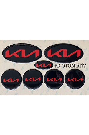 Kia Ceed, Rio, Cerato Özel Yeni Yazılı Kia Logo Amblem Takım Siyah-kırmızı