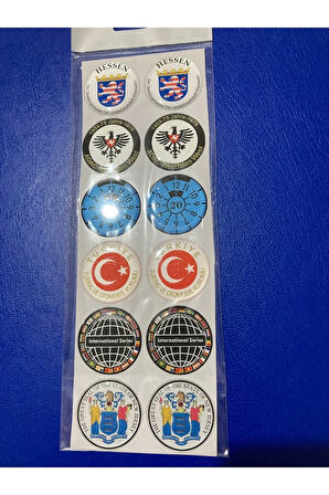Plaka Damla Etiket Pulu Plaka Pulu Plaka Pul Sticker 12'li Damla Plaka Pul Set Hessen