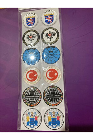 Plaka Damla Etiket Pulu Plaka Pulu Plaka Pul Sticker 12'li Damla Plaka Pul Set Hessen