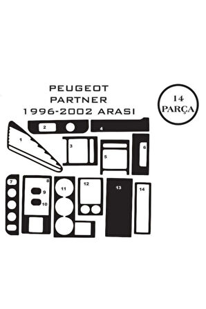 Peugeot Partner 1 96-13 14 Parça Konsol Maun Kaplama Renk-gümüş