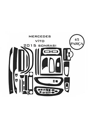 Mercedes Vito 15- 45 Parça Konsol Maun Kaplama Renk-gümüş