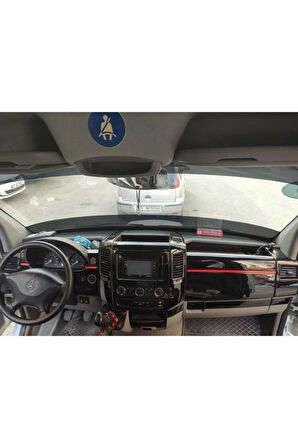 Mercedes Sprinter Konsol/maun Kaplama 2006-2017 Full Set Parlak Siyah (pıanoblack) + Kırmızı Şerit