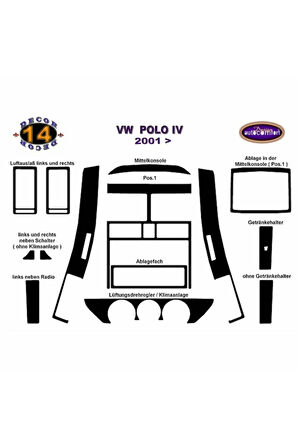 Volkswagen Polo Trim Kaplama Manuel Klima 2001+ 14.prç Pianoblack Parlak Siyah