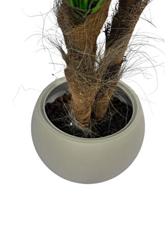 Yapay Ağaç Yukka Sarı Şeritli Draceena Ağacı Mokka Kahve Küre Saksıda 120*50cm 54 Yapraklı