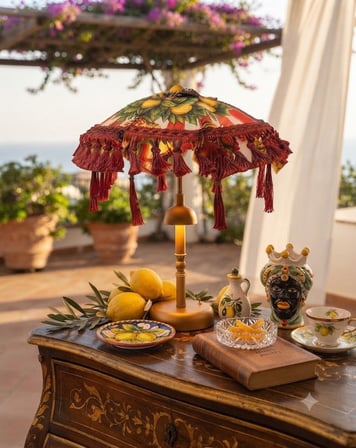 Missidea Limona Red Bohem Ledli  Bali Şemsiyesi