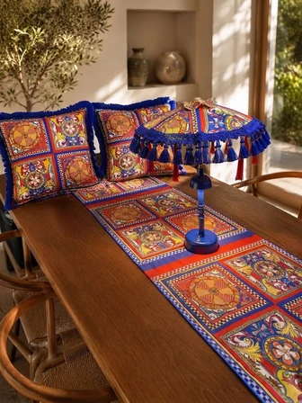 Missidea Sultania Masaüstü Ledli Dekor Seti(Ledli Şemsiye+2 Adet Kırlent+Runner )