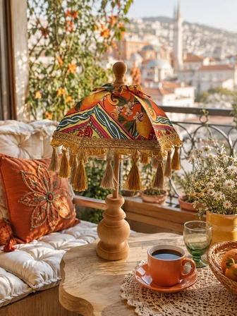 Missidea Solaris Orange Bohem Ledsiz Dekoratif Bali Şemsiyesi 50 cm
