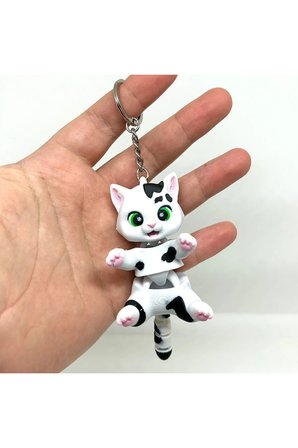 Kedi Anahtarlık 3D Flexi Mini Renkli Sevimli Çanta Süsü Bag Charm Hediyelik