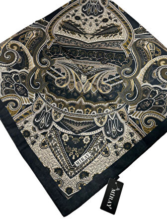 120x120 Etnik Desenli Soft Pamuk Eşarp - 04919