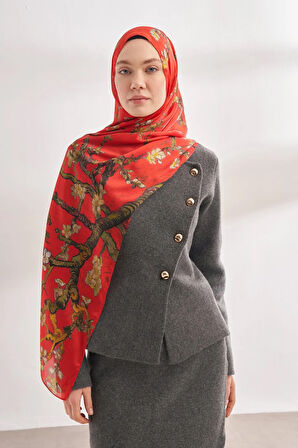 İthal Vual Almond Blossom Desen Şal -4464