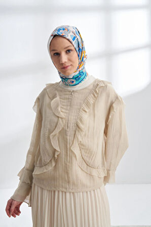 PREMIUM COLLECTION CROWN DESEN TWILL İPEK EŞARP - 4321-192