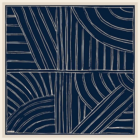 MARBLING DESEN ÇİFT TARAFLI TWILL İPEK EŞARP - SİYAH - LACİVERT - 4309-03