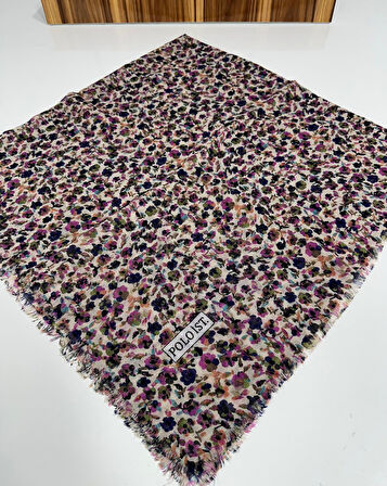Desenli Flamalı Keten Eşarp- 05652