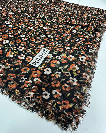 Desenli Flamalı Keten Eşarp- 05652
