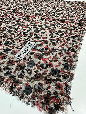 Desenli Flamalı Keten Eşarp- 05652