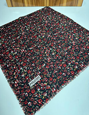 Desenli Flamalı Keten Eşarp- 05652