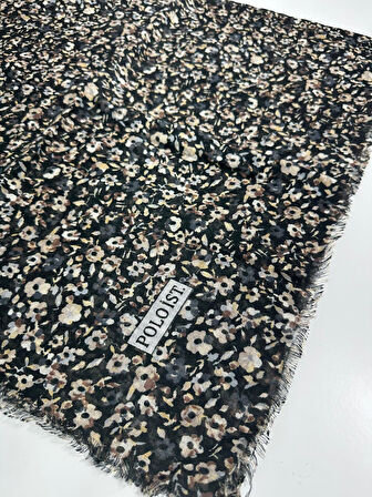 Desenli Flamalı Keten Eşarp- 05653