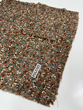 Desenli Flamalı Keten Eşarp- 05653