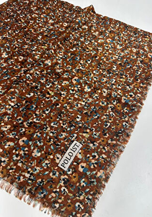Desenli Flamalı Keten Eşarp- 05653