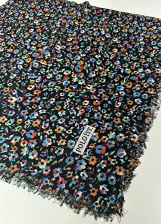Desenli Flamalı Keten Eşarp- 05653