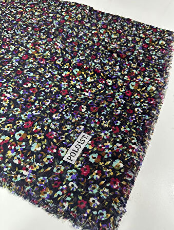 Desenli Flamalı Keten Eşarp- 05653
