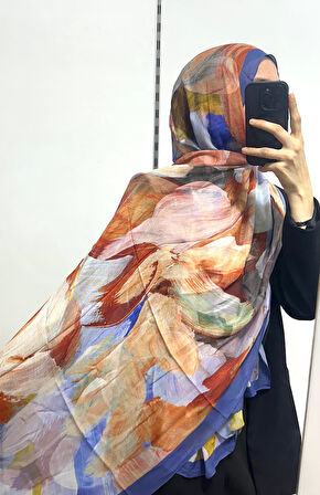 Desenli Organik Alegra Rami Şal - 5654