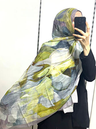 Desenli Organik Alegra Rami Şal - 5654