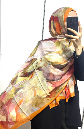 Desenli Organik Alegra Rami Şal - 5655